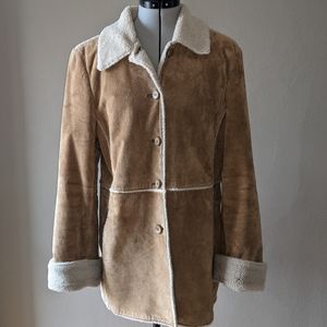Women's Suede Faux Sherpa Lined Jacket MEDIUM